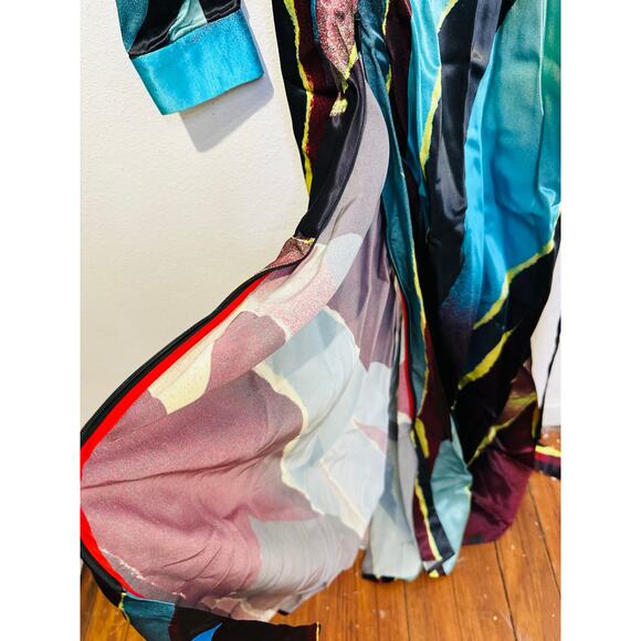 CHRISTOPHER JOHN ROGERS Women's Multicolor Printed Satin Maxi Dress Size 4 - Picture 15 of 16